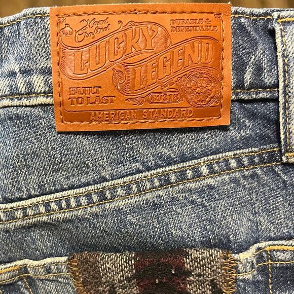 Lucky Brand Lucky Legend Womens Boy Mid Rise Jeans Straight 24R Patchwork Boho - Picture 8 of 11